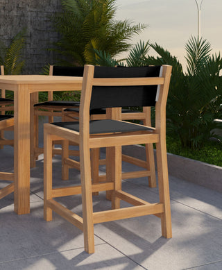Pearl Teak Outdoor Counter Height Stool in Black