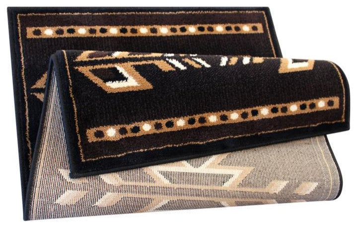 Amado Collection Southwestern Area Rug - Olefin Accent Rug with Jute Backing, Brown, 2' X 3'