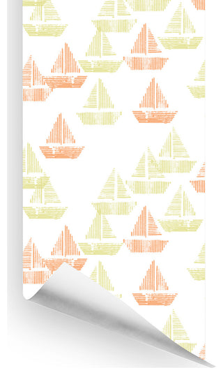 Sloop Dreams Wallcovering, Orange, Roll, Traditional