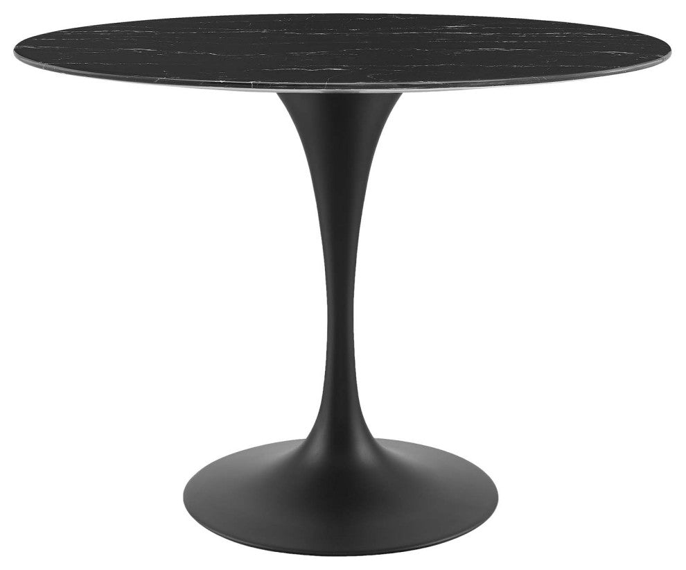 Dining Table, Oval, Artificial Marble, Metal, Black, Modern, Bistro Restaurant