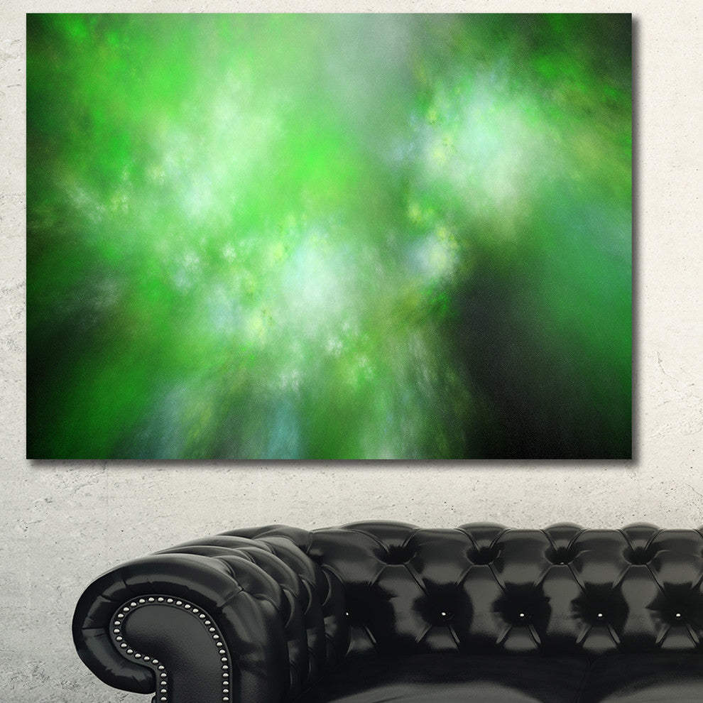 Green Blur Sky with Stars, Oversized Abstract Canvas Art Print, 60x40