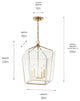 Delvin 24" 4 Light Pendant With Clear Glass, Champagne Bronze and White