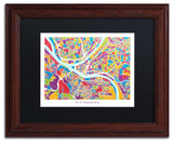 "Pittsburgh Street Map" Matted Framed Canvas Art by Michael Tompsett