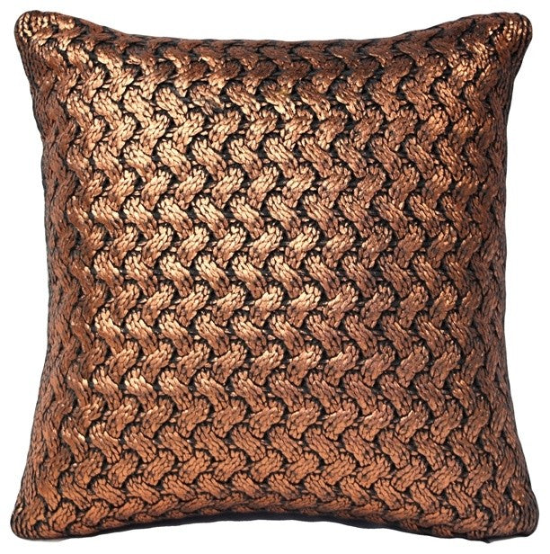 Pillow Decor, Hygge Metallic Copper Knit Pillow