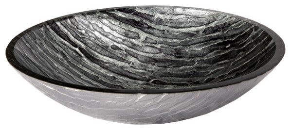 Eden Bath EB_GS64 Silver and Black Streaked Oval Glass Vessel Sink