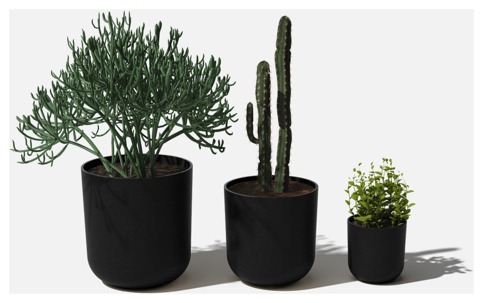 Veradek Mason Series Kona Planter Set of 3 Cluster, Black