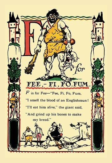 F for Fee, Fi, Fo, Fum- Gallery Wrapped Canvas Art 28" x 42"