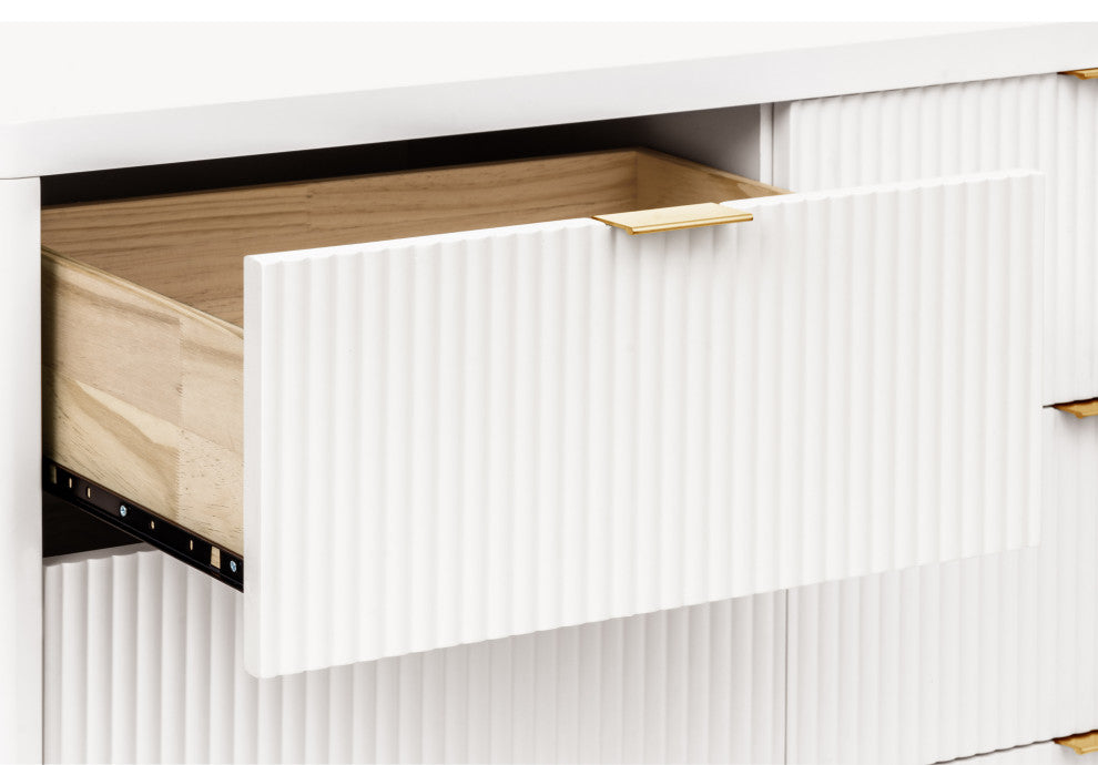 Brimsley Tambour 6-Drawer Assembled Dresser, Warm White