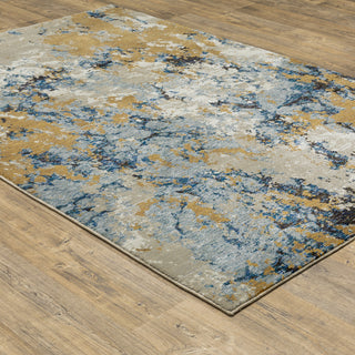 Elements Contemporary Abstract Blue/ Gold Area Rug, 3'3"x5'2"