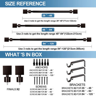 1" Wright Adjustable Curtain Rod, Bronze, 48"-84"