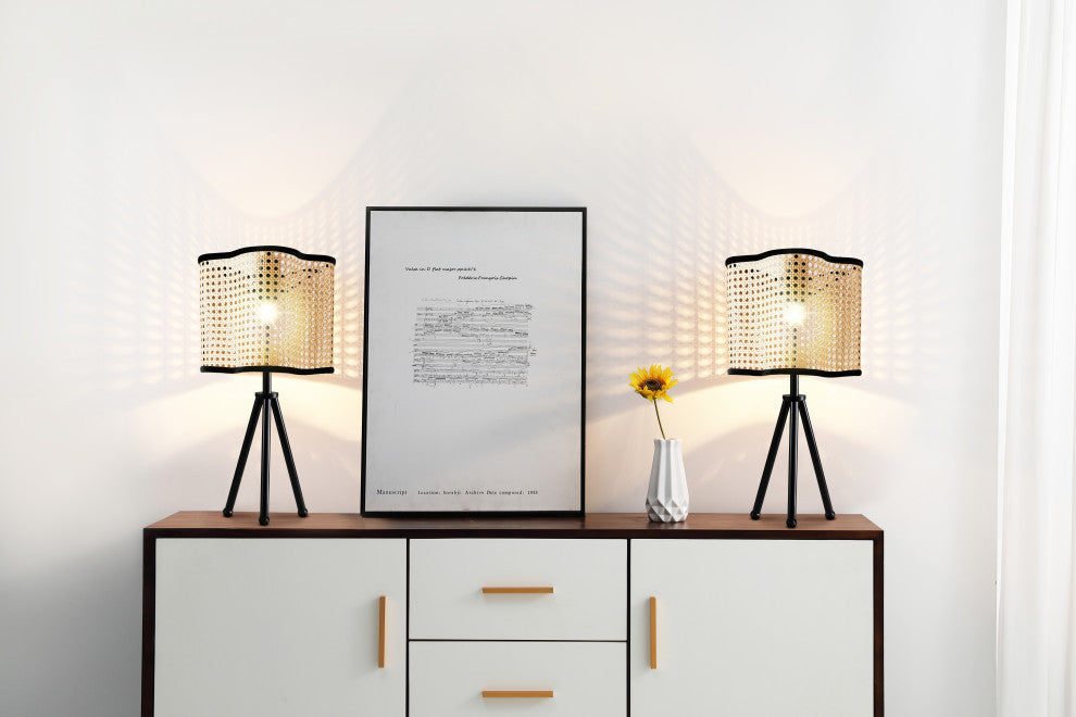 Vidalite Gal Rattan and Velvet Table Lamp