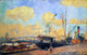 Albert Lebourg Steamers and Barges in the Port of Rouen Sunset Wall Decal