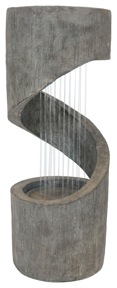 Sunnydaze Showering Spiral Outdoor Water Fountain 31" Water Feature With LED