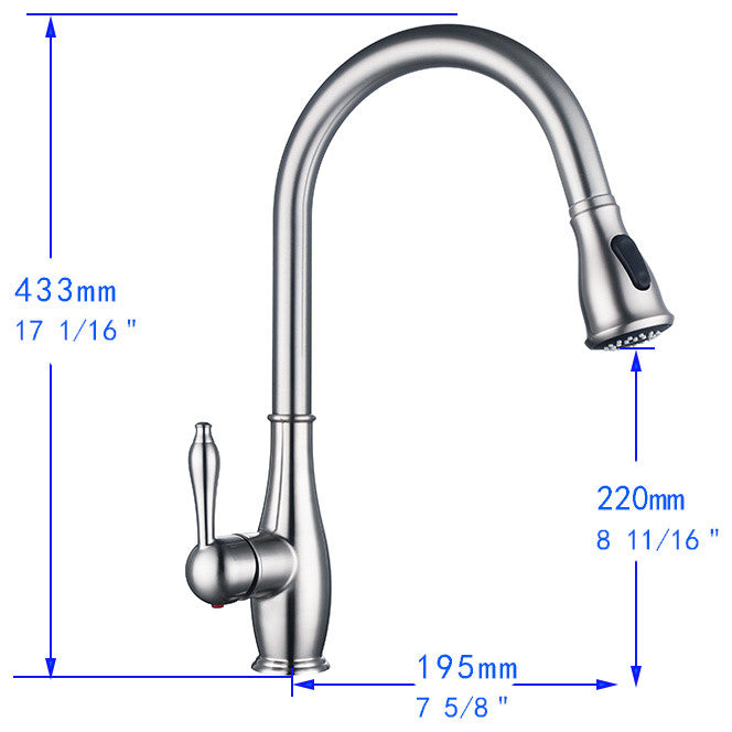 Vanity Art Pull Out Kitchen Faucet, Chrome