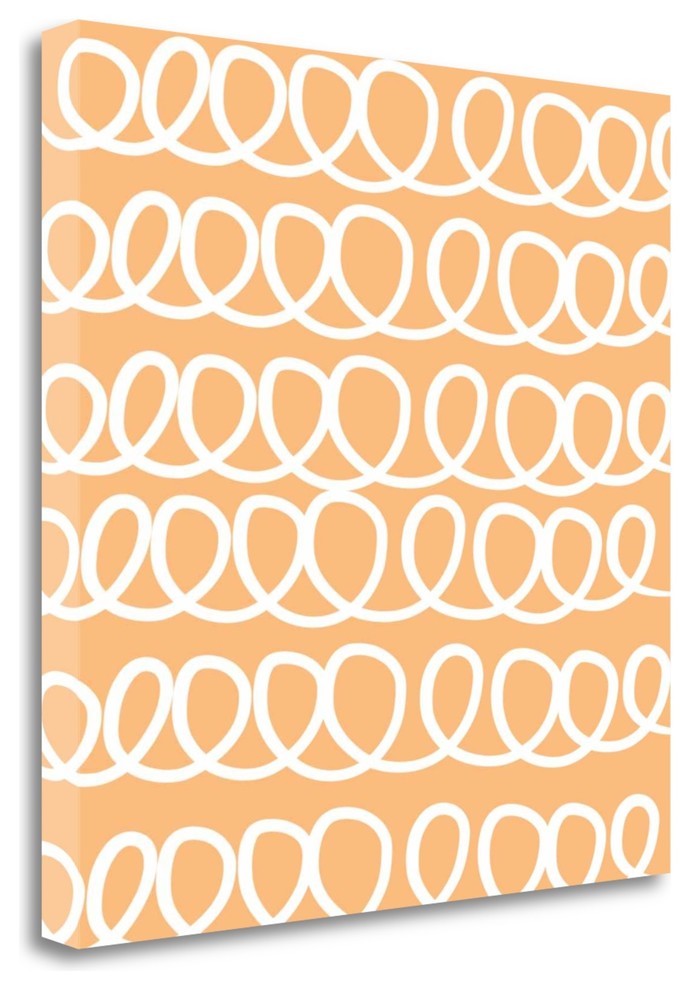 "Curls - Coral White" By Linda Woods, Giclee Print on Gallery Wrap Canvas
