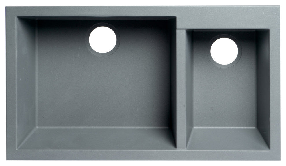 ALFI brand AB3319UM-T Titanium Double Undermount Granite Composite Kitchen Sink