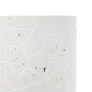 GDF Studio Outdoor Terrazzo Drum-Shaped End Table, White