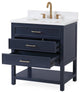 Tennant Brand Single Sink Vanity, Felton, Navy Blue, 30'', Fairy White Quartz