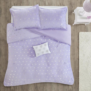Metallic Printed Plush Comforter Set with Throw Pillow