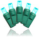 70 5Mm Teal Lights 4" Spacing On Green Wire