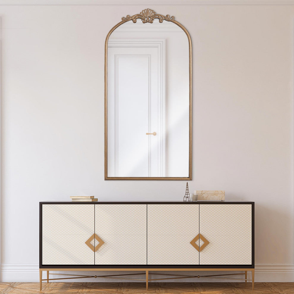 Head West Arch Antique Gold Ornate Metal Accent Wall Mirror
