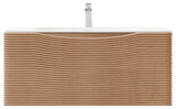 Eviva Leah 32" Medium Oak Wall Mount Solid Ash Wood Bathroom Vanity