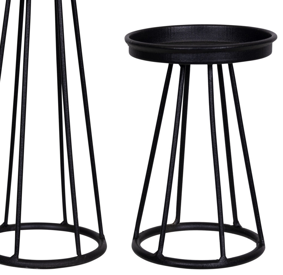 Set of Three Black Metal Candle Holders