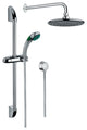 Shower System, Chrome With Hand Shower With Sliding Rail, Showerhead, and Wate