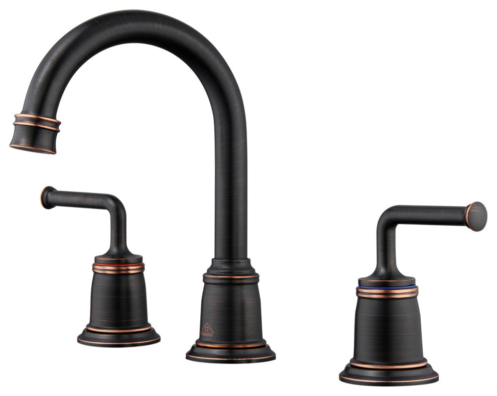 8in Brass Bathroom Sink Faucet 2 Handle 3 Hole Gold Bathroom Faucet