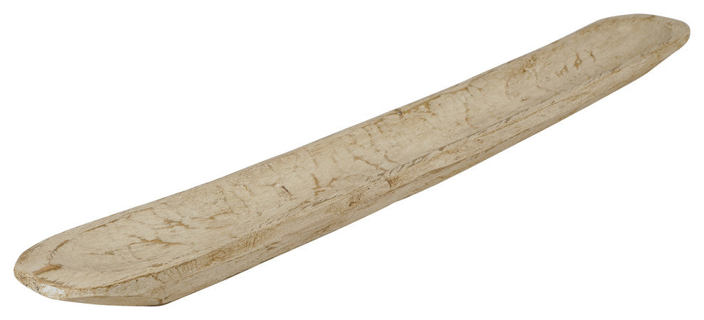 Rustic Baguette Dough Bowl-Decorative Serving Bowl, Antique White, Large