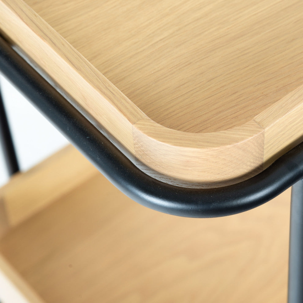 Safavieh Couture Malek Wood 2 Shelf Bar Cart, Natural/Black