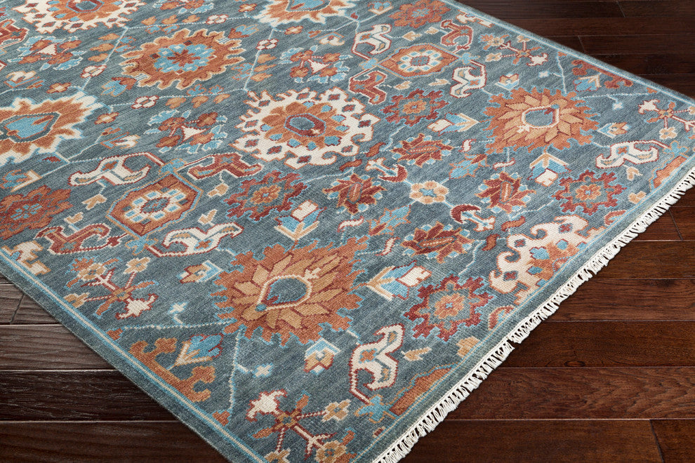 Elixir Traditional Dark Green, Burnt Orange Area Rug, 2'x3'