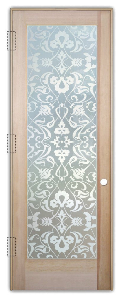 Interior Prehung Door or Interior Slab Door - Floweret - Douglas Fir (stain...