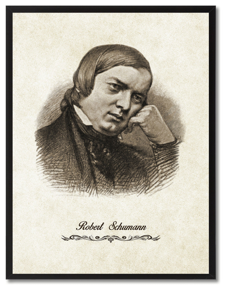 Schumann Musician Print on Canvas with Picture Frame, 28"x37"