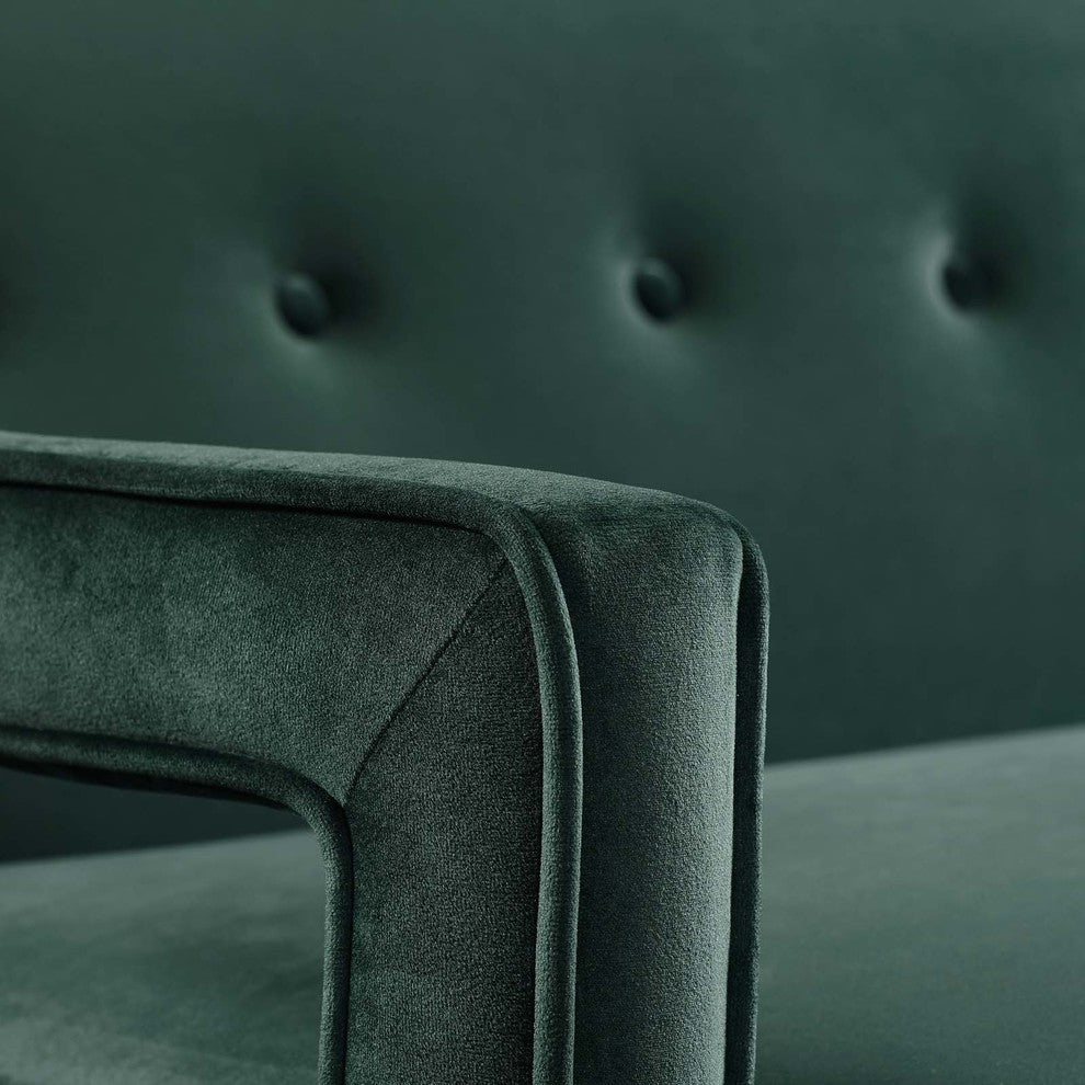 Concur Button Tufted Upholstered Velvet Sofa, Green