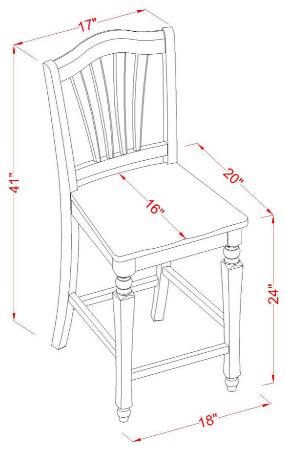 5 Pc Counter Height Dining Room Set - Counter Height Table, 4 Kitchen Chairs