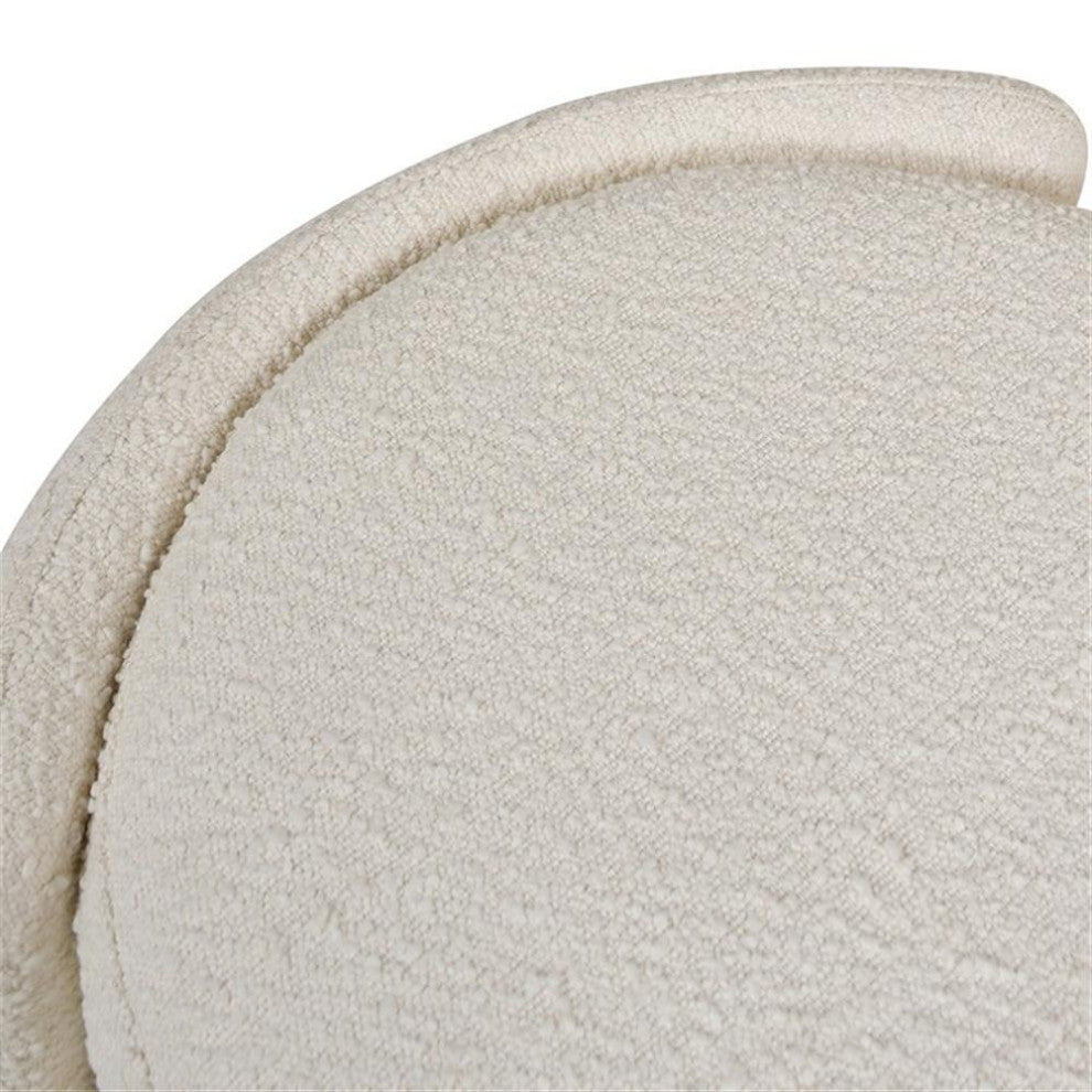 Maklaine Trandsitional 44" Upholstered Boucle Oval Storage Bench in Ivory White