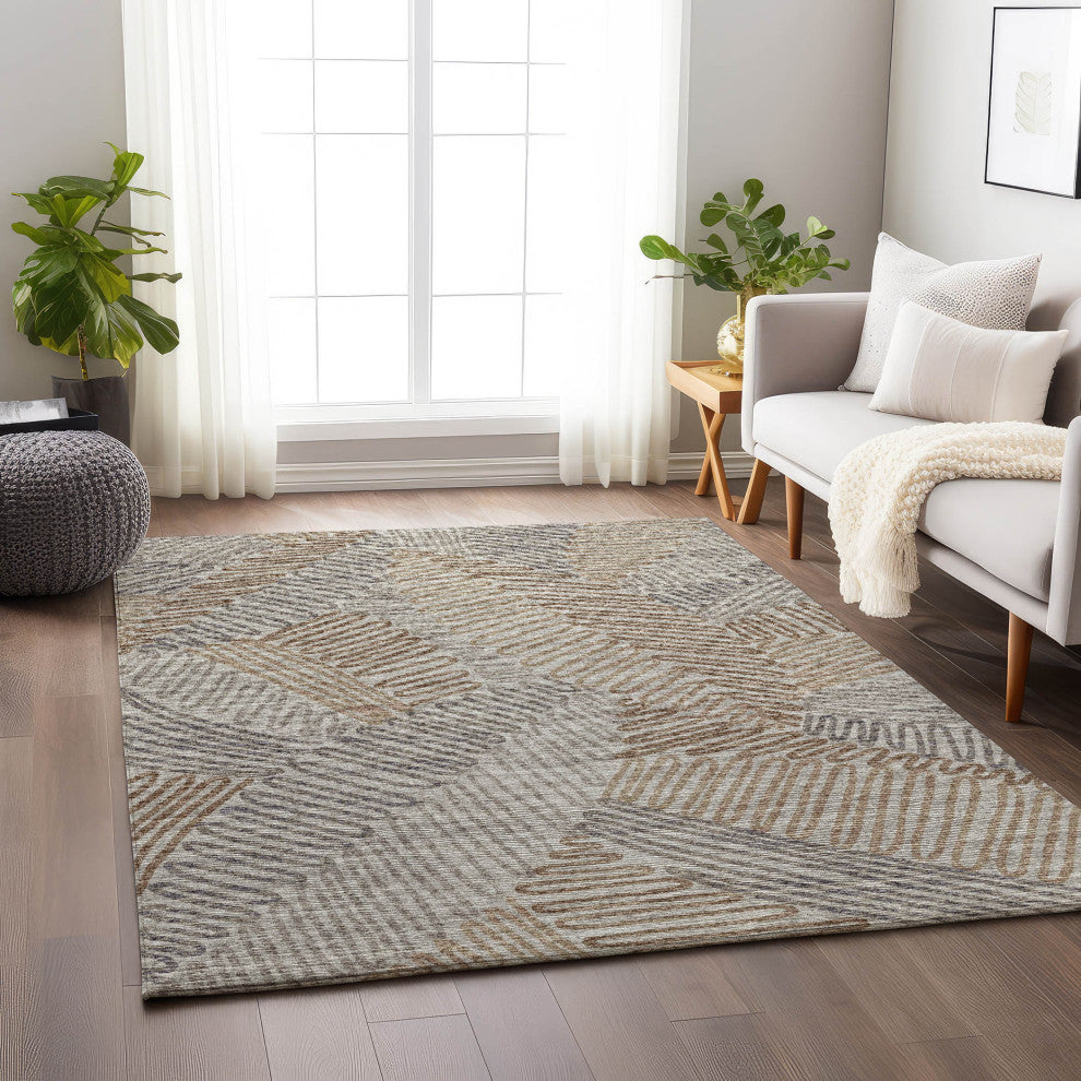 Addison Premium Washable Mayfield AMF117 Neutral 5' x 7'6" Rug