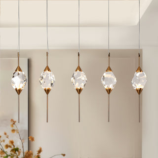 LNC Lucivagus 5-Light 34" Brass Crystal Clustered LED Kitchen Island Light