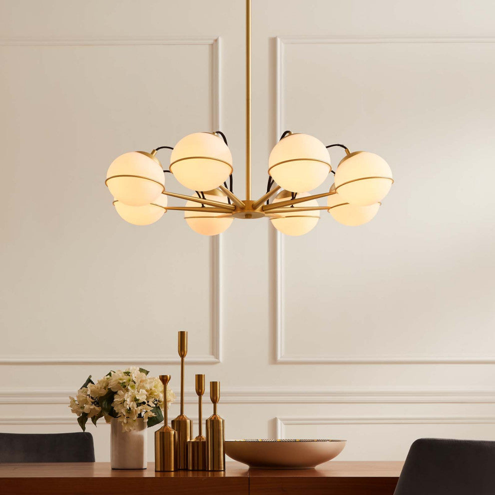 Hanna 8-Light Chandelier Opal Gold