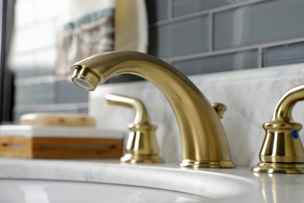Kingston Brass KB967RXLSB Widespread Bathroom Faucet, Pop-Up Drain