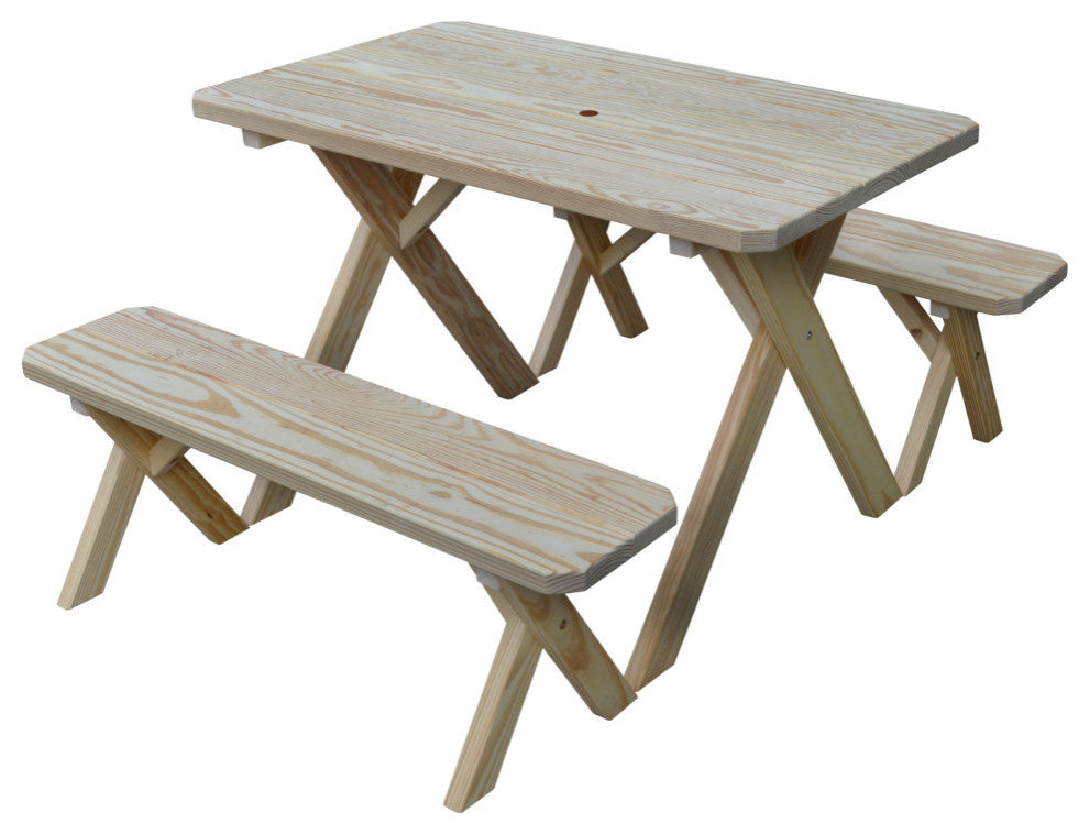 Pressure Treated Pine Cross Leg Picnic Table with Benches