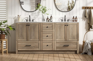 Home Living 66" Double Bathroom Vanity, Natural Oak