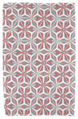 Water Mosaic, Geometric Print Beach Towel, Coral