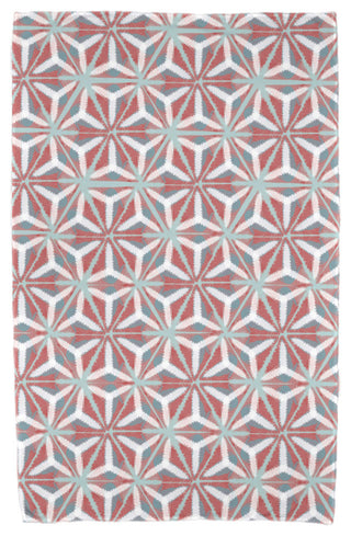 Water Mosaic, Geometric Print Beach Towel, Coral