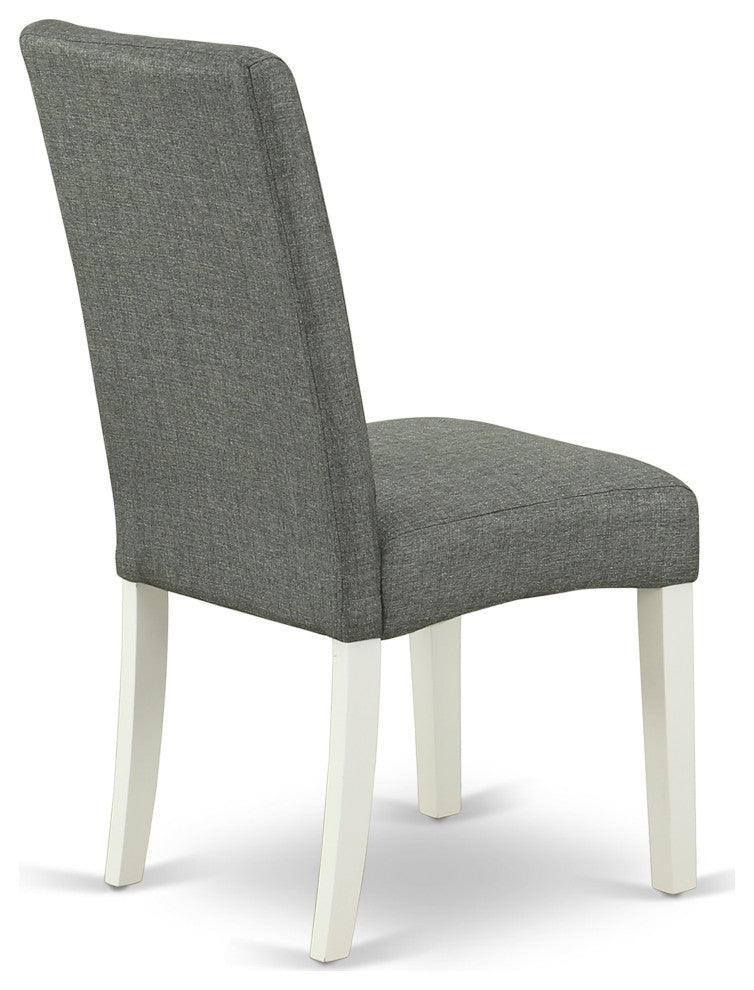 Parson Chair With Linen Whiteleg And Linen Fabric- Gray Color - Set Of 2