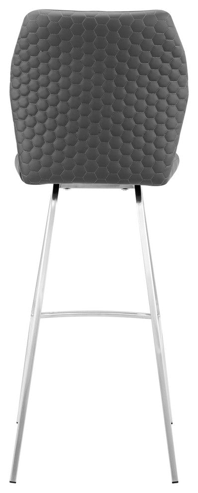Tandy Gray Faux Leather and Brushed Stainless Steel 26" Counter Stool