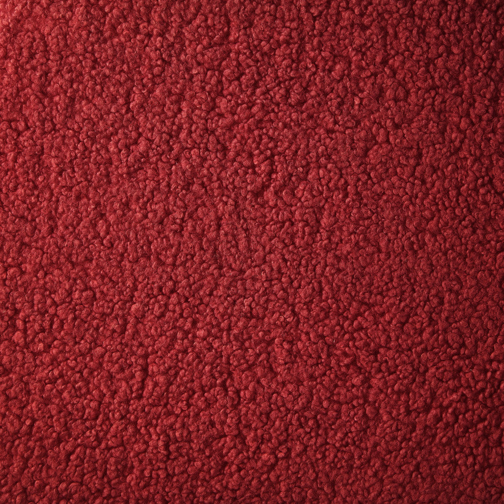 Rustic Manor Elouise Ottoman, Upholstered, Sherpa, Red