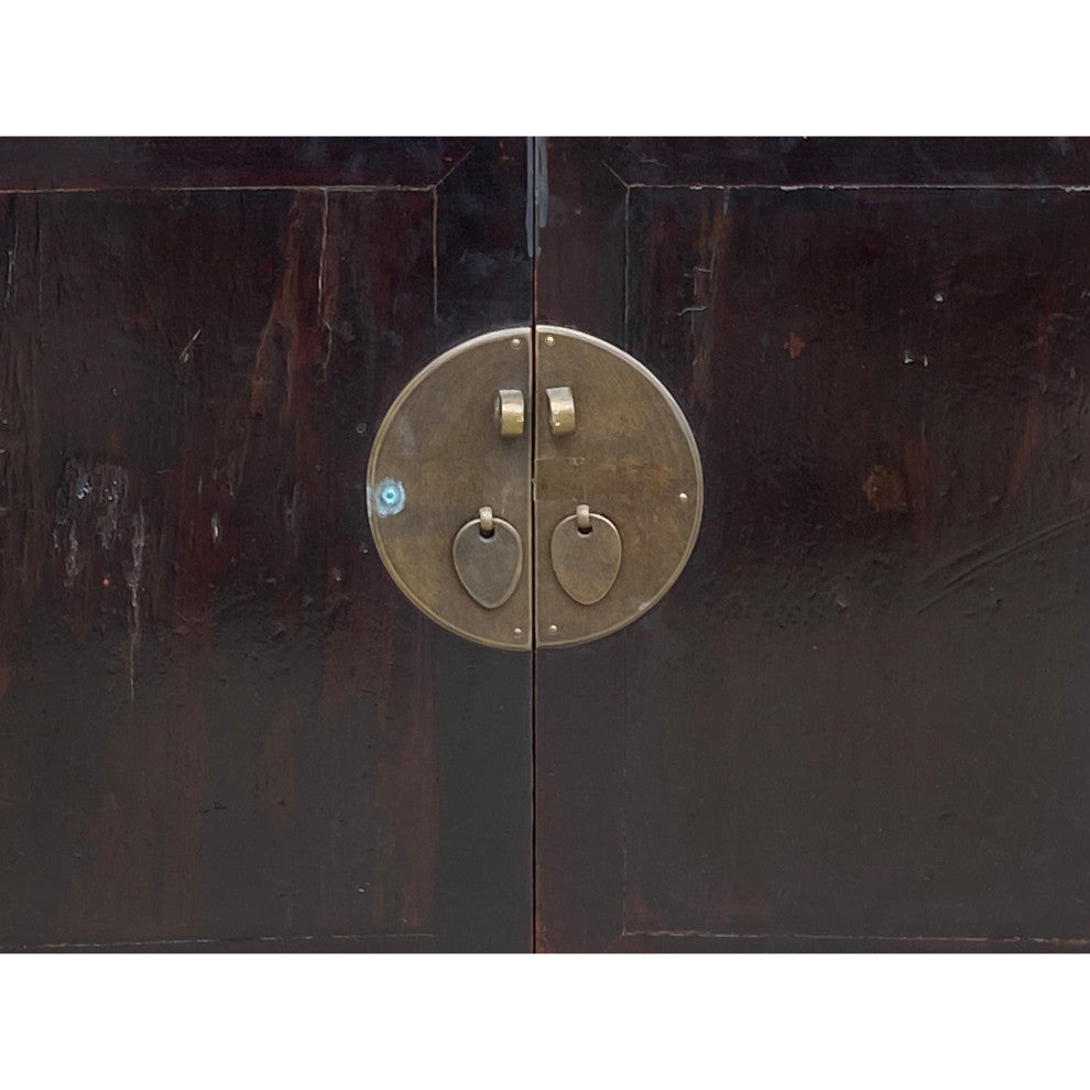 Vintage Chinese Dark Brown Drawers Side Table Credenza Vanity Cabinet Hcs7798