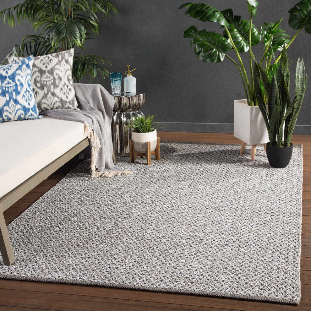 Jaipur Living Foster Indoor/ Outdoor Trellis Gray/ White Area Rug 12'X15'